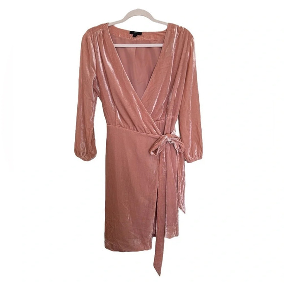 J. Crew Pink Blush Velvet Wrap Dress - Picture 3 of 6